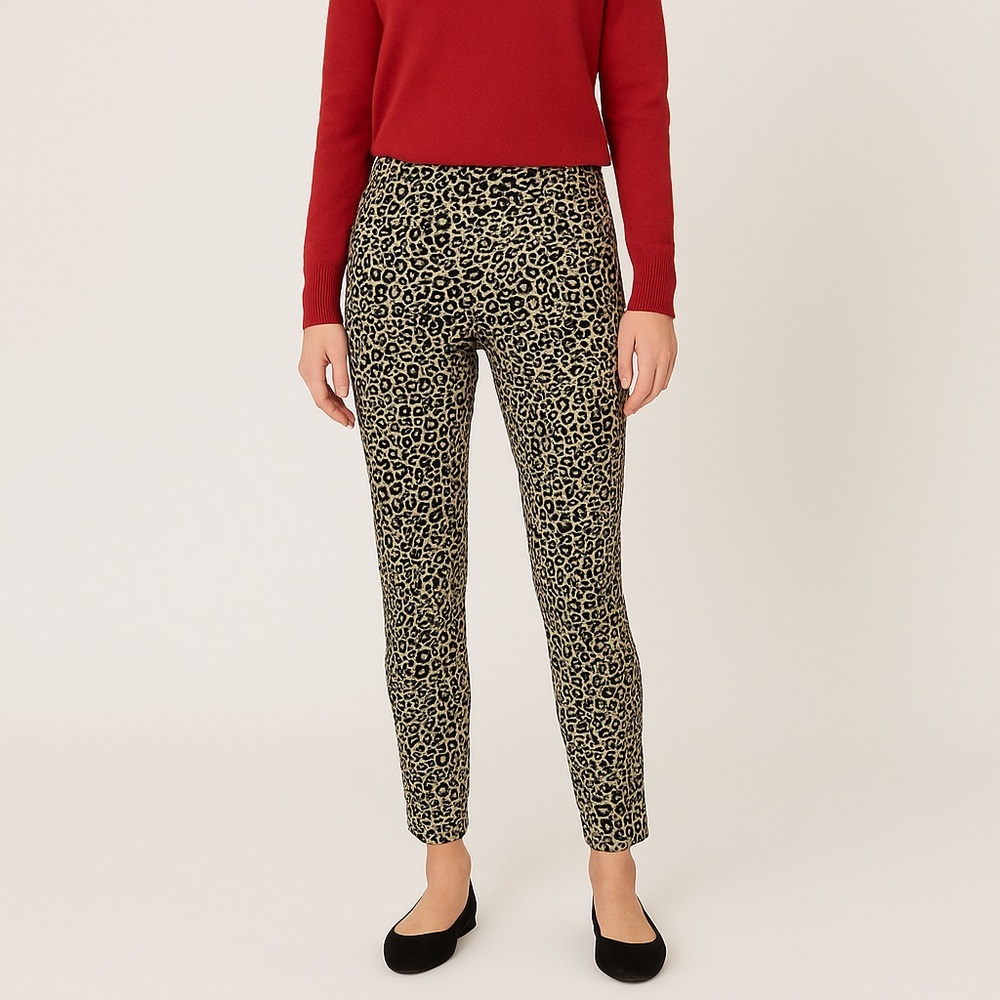 Leopard Cigarette‎ Pants High Rise Slim Leg Stretch Size 8